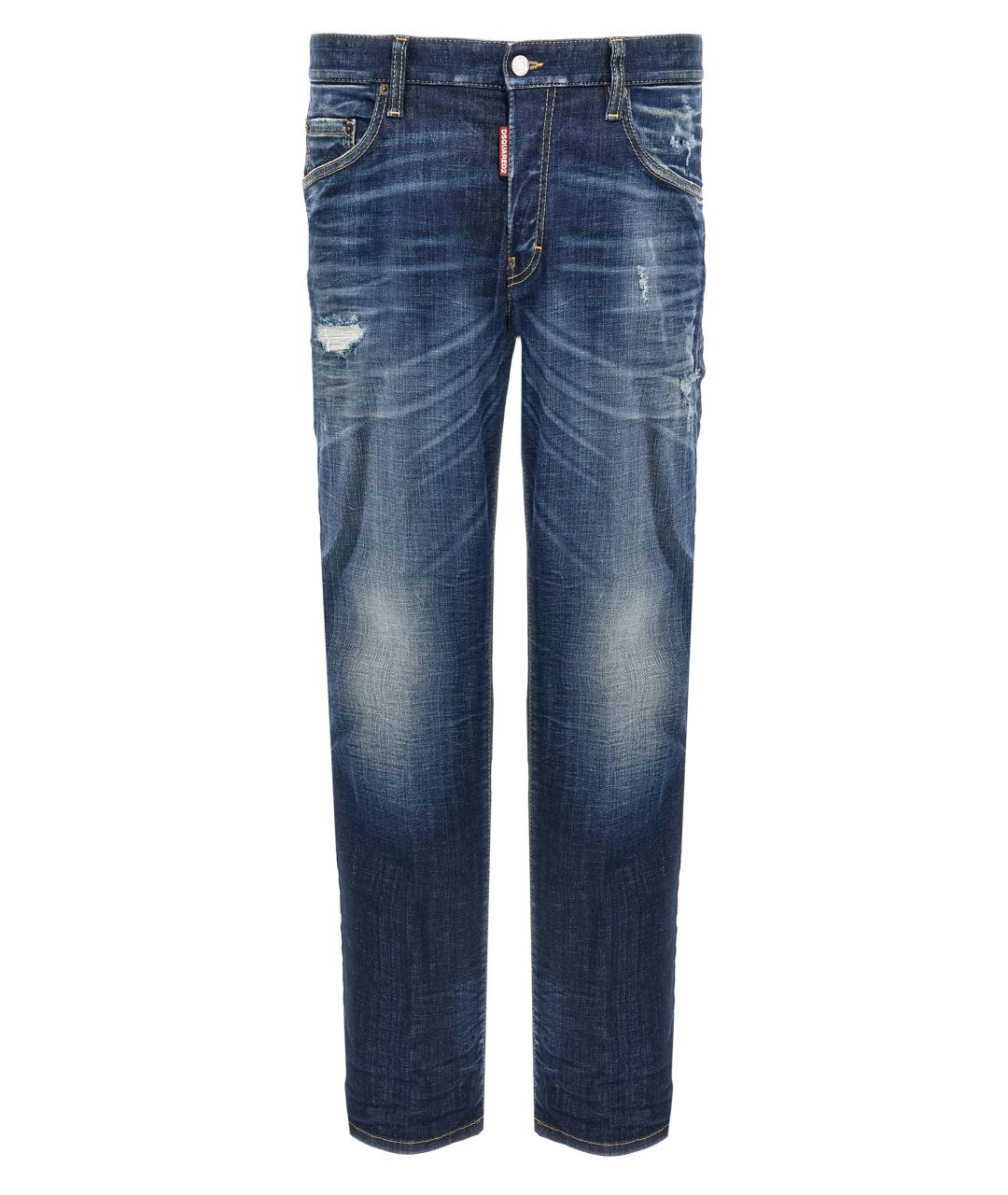DSQUARED2 Синие хлопковые прямые джинсы, фото 1