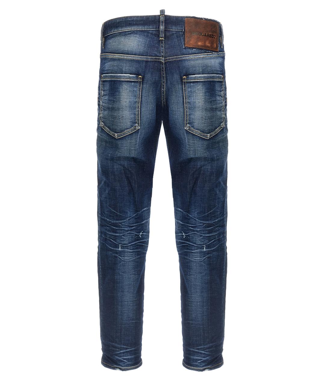 DSQUARED2 Синие хлопковые прямые джинсы, фото 2