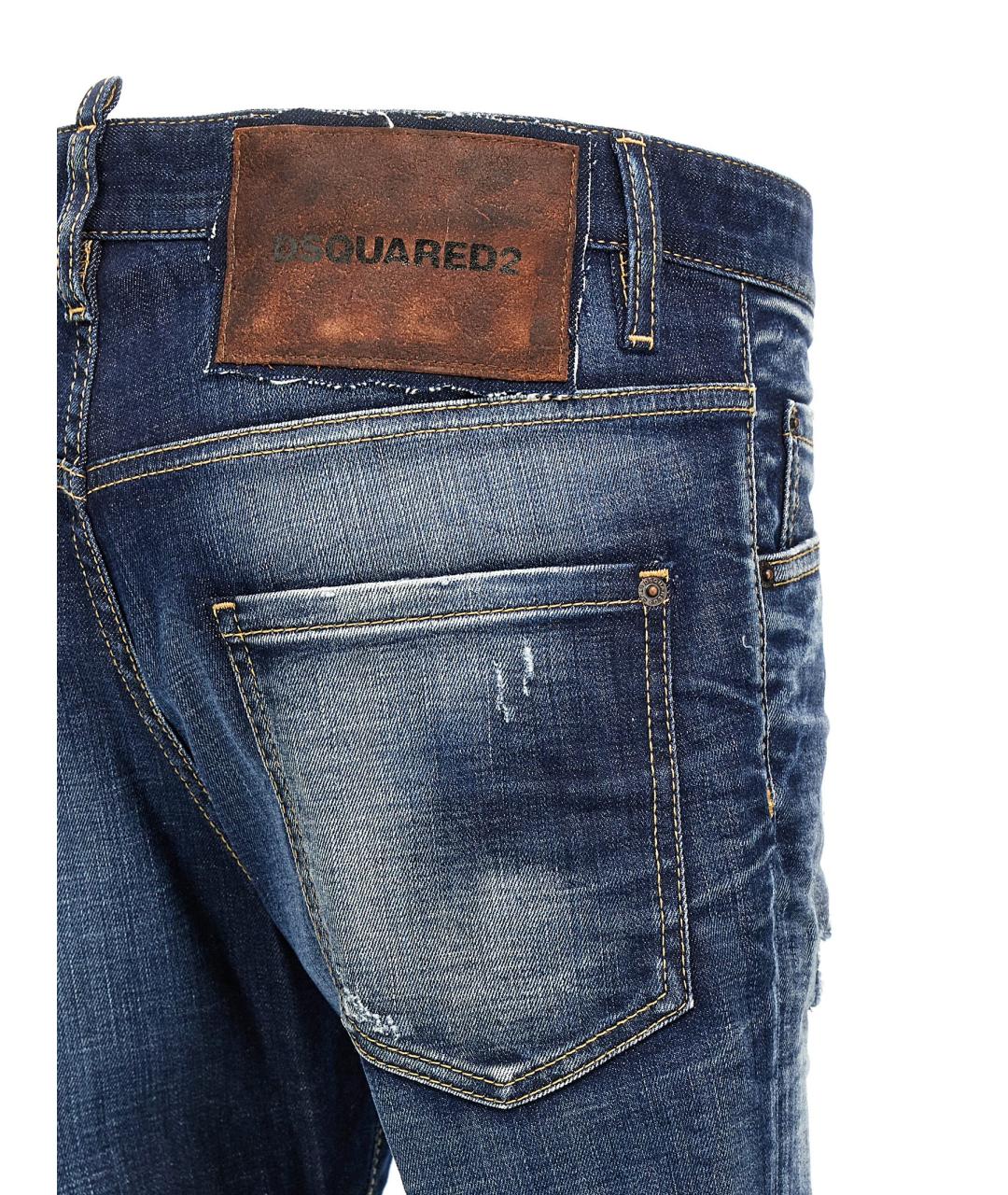 DSQUARED2 Синие хлопковые прямые джинсы, фото 4