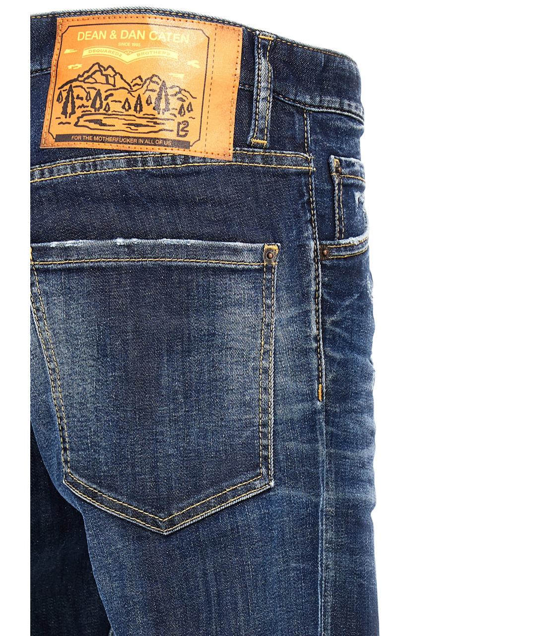 DSQUARED2 Синие хлопковые прямые джинсы, фото 4