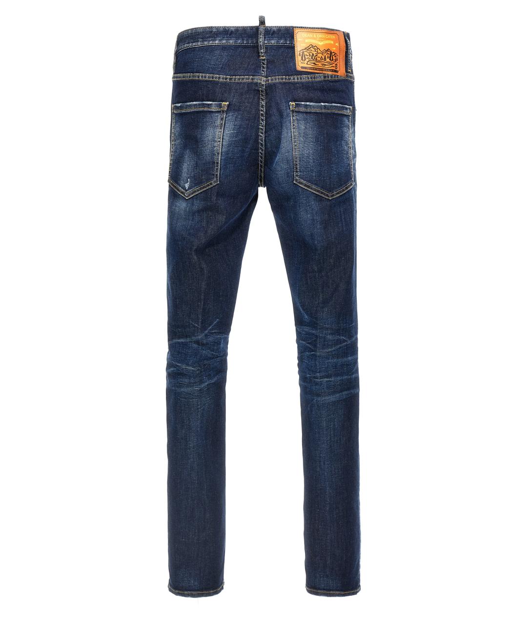 DSQUARED2 Синие хлопковые прямые джинсы, фото 2
