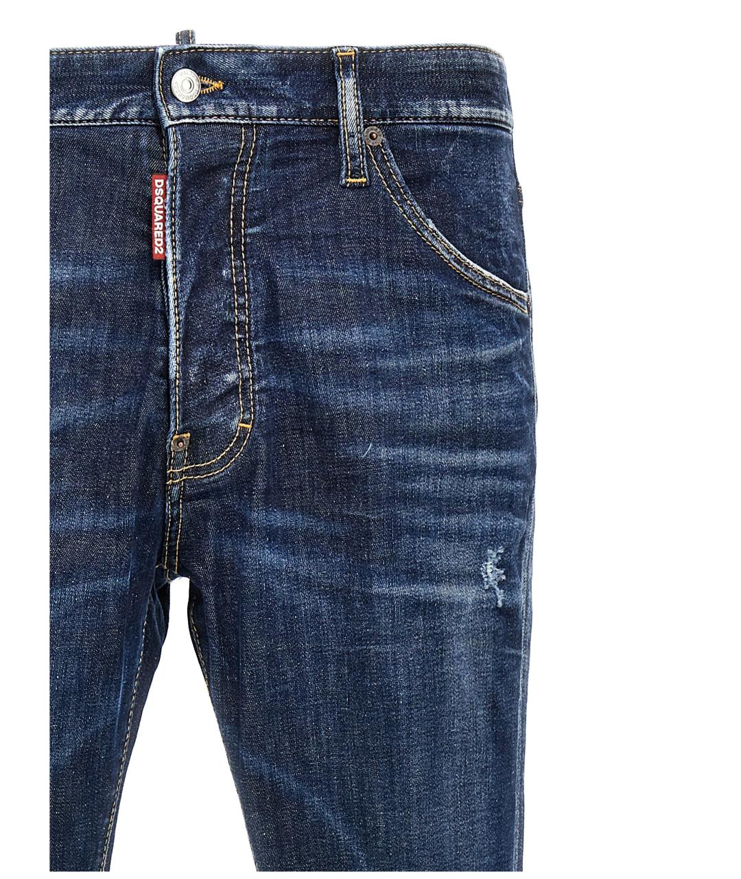 DSQUARED2 Синие хлопковые прямые джинсы, фото 3