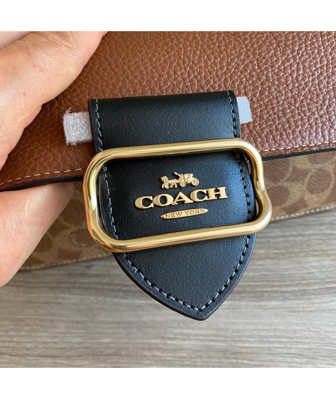 COACH Коричневая кожаная сумка через плечо, фото 6