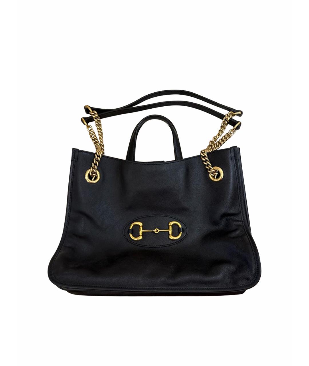 GUCCI Черная кожаная сумка с короткими ручками, фото 1
