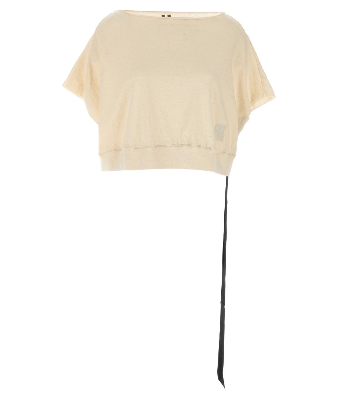 RICK OWENS DRKSHDW Бежевая хлопковая футболка, фото 1