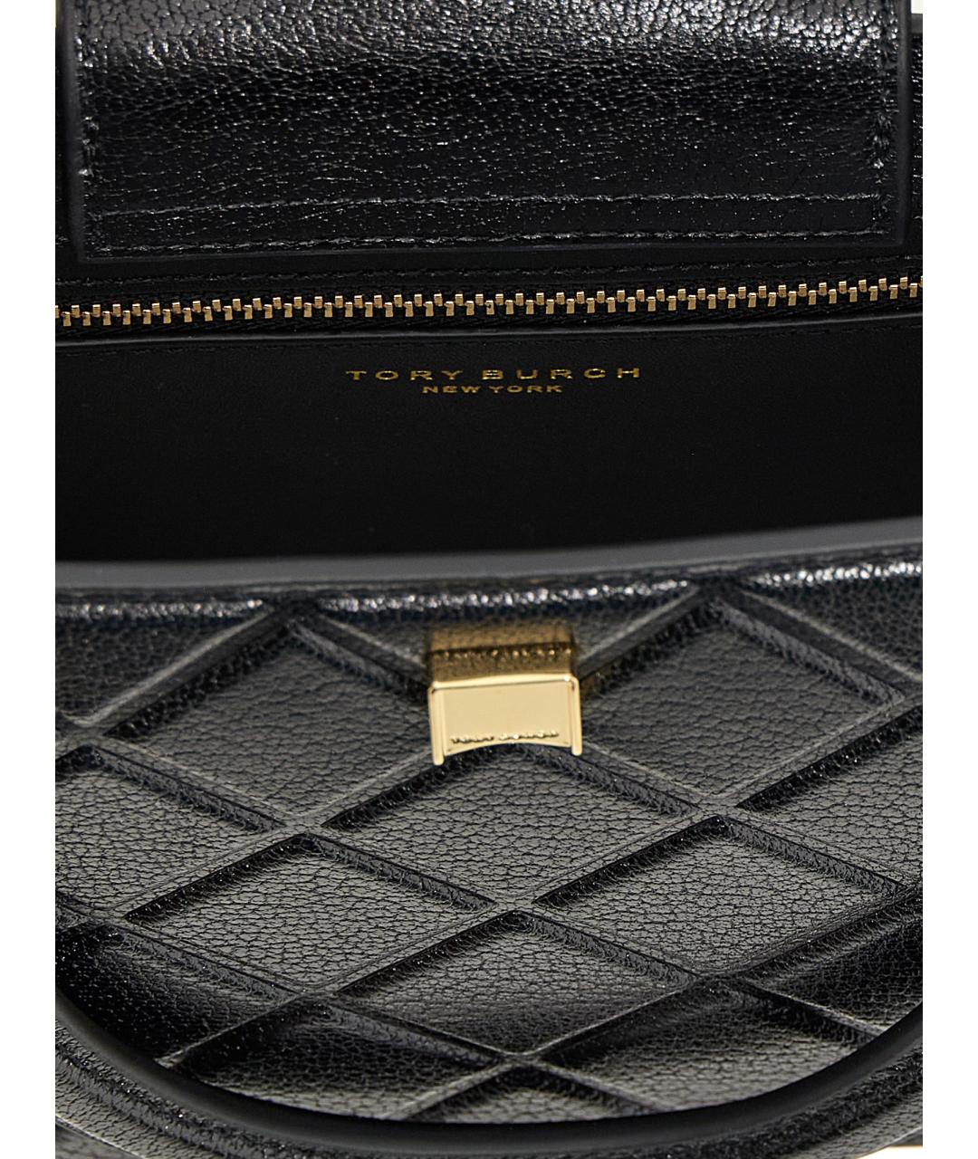 TORY BURCH Черная кожаная сумка тоут, фото 4