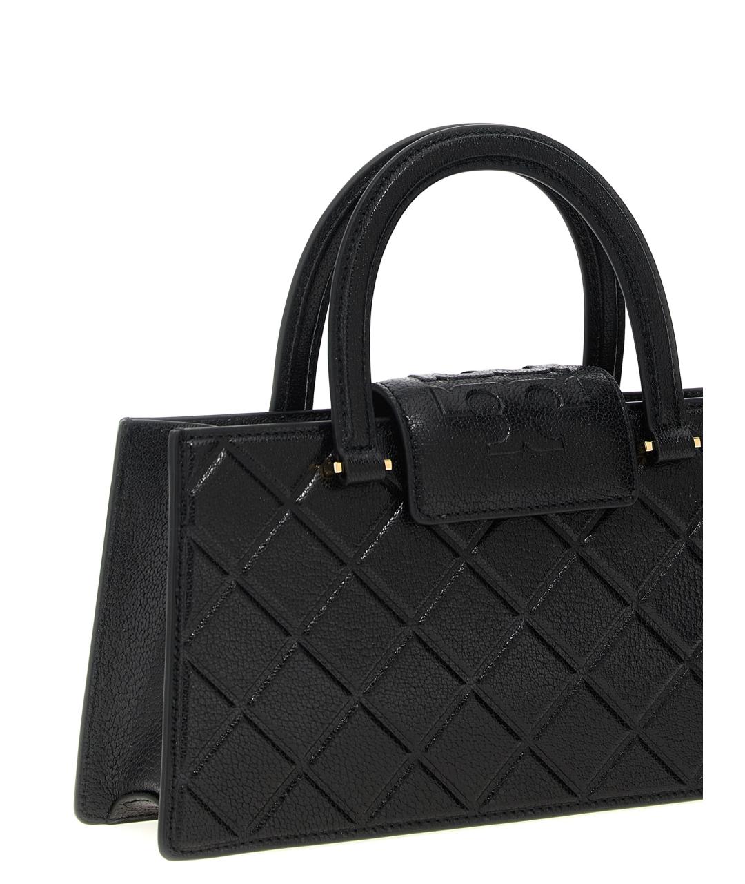 TORY BURCH Черная кожаная сумка тоут, фото 3