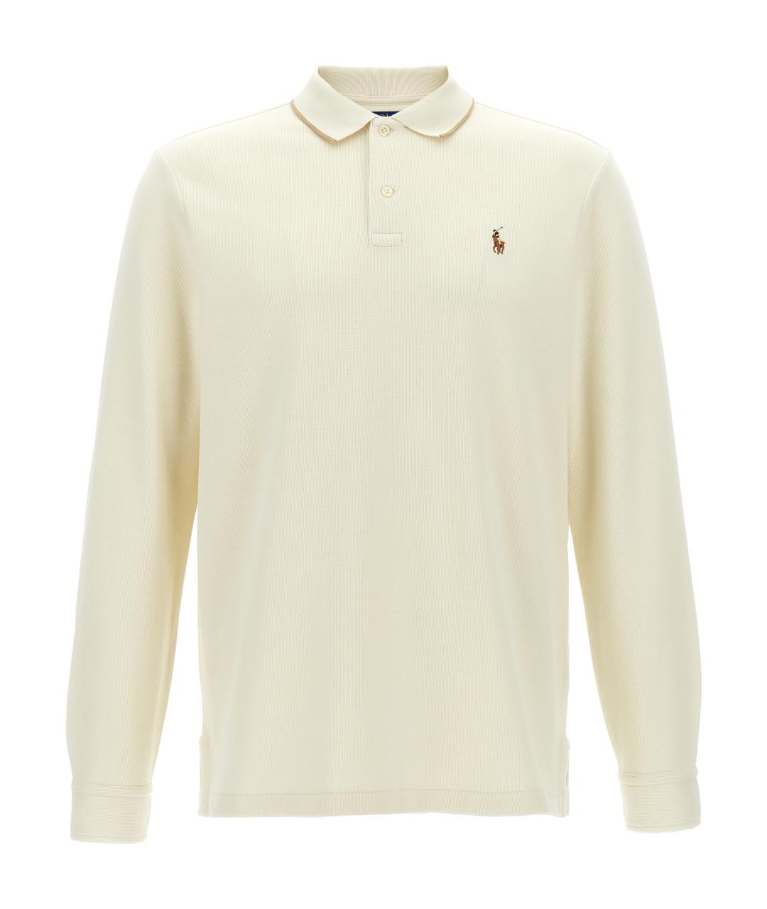 POLO RALPH LAUREN Белое хлопковое поло с длинным рукавом, фото 1