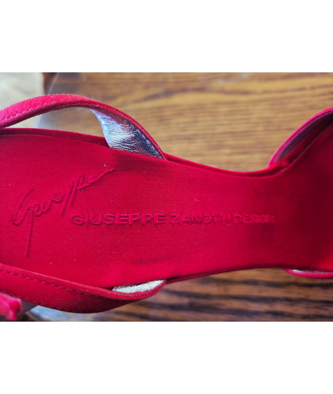 GIUSEPPE ZANOTTI DESIGN Красные текстильные босоножки, фото 6
