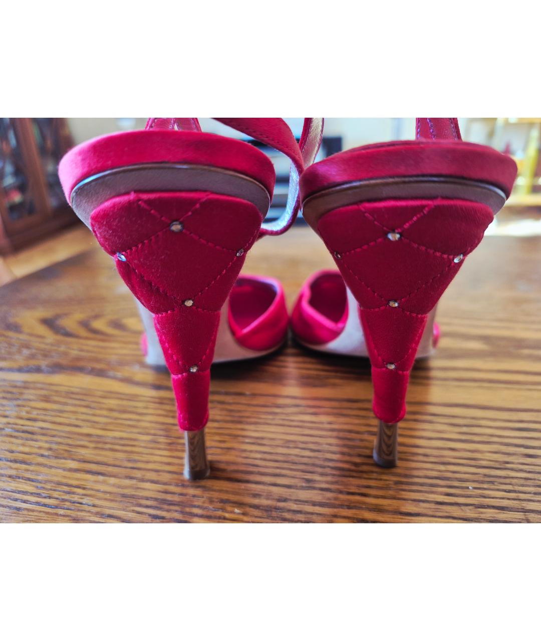 GIUSEPPE ZANOTTI DESIGN Красные текстильные босоножки, фото 4