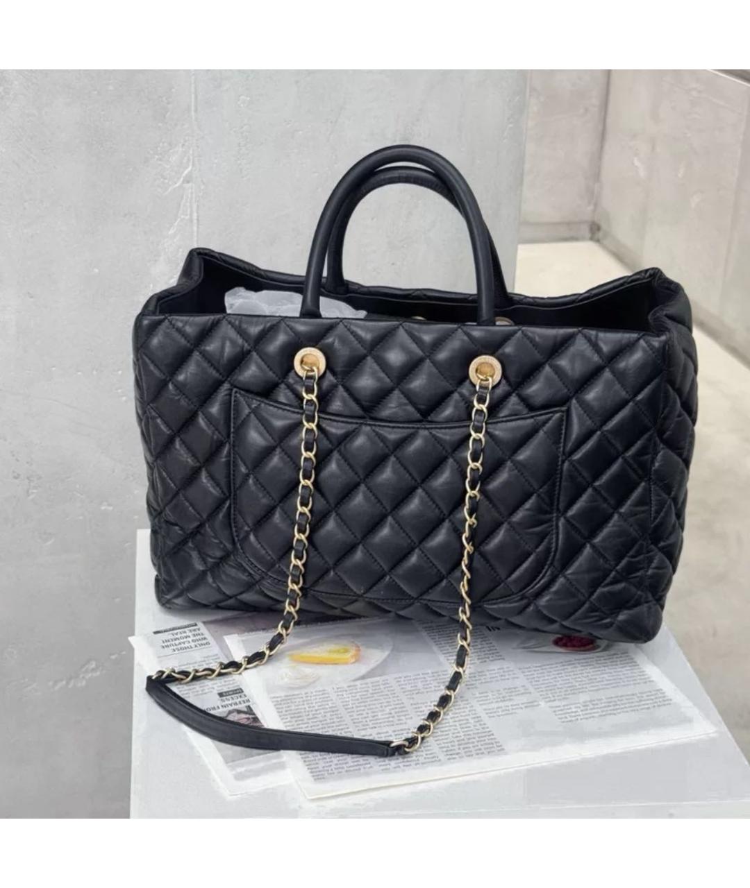 CHANEL Черная кожаная сумка тоут, фото 3