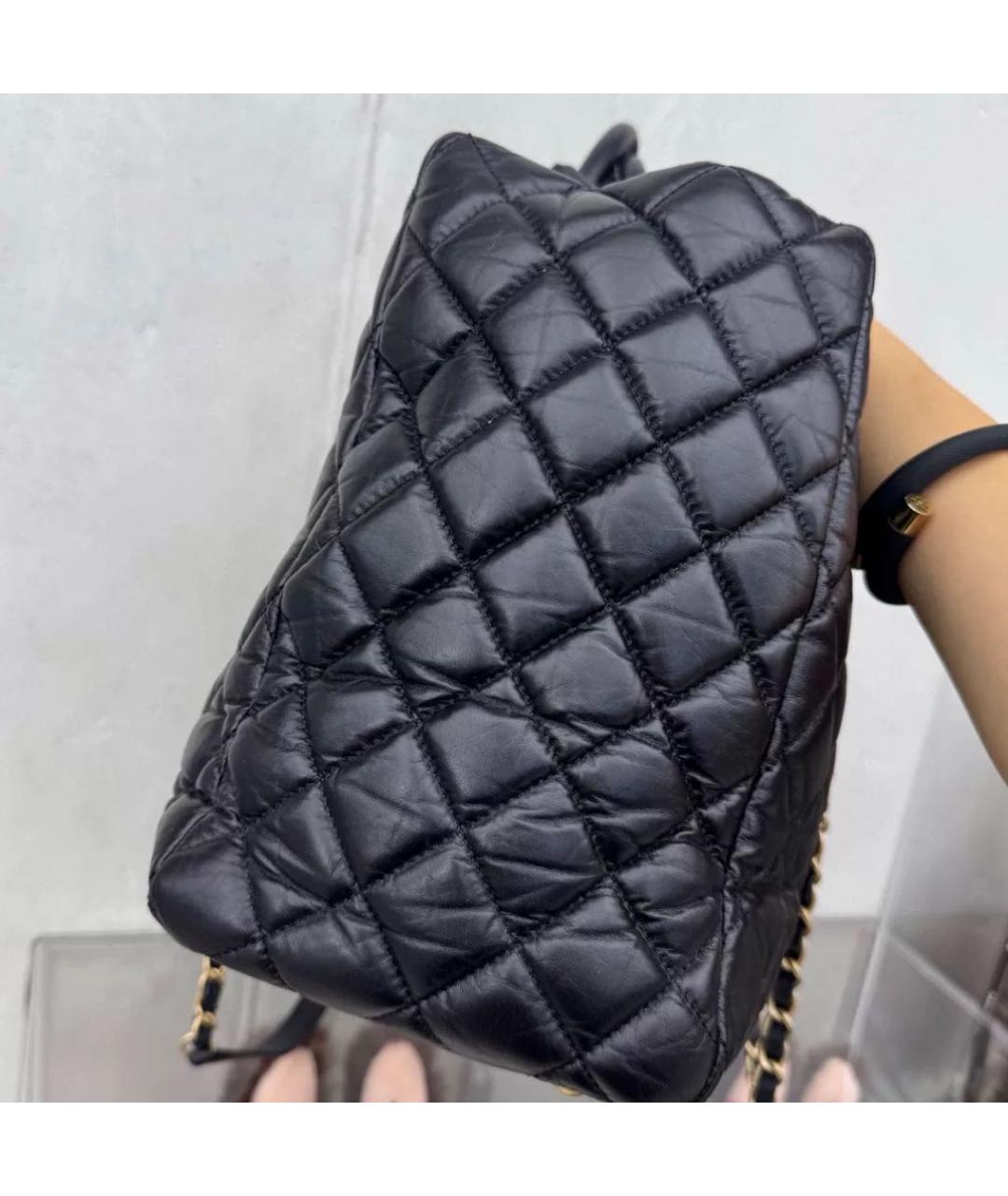CHANEL Черная кожаная сумка тоут, фото 6