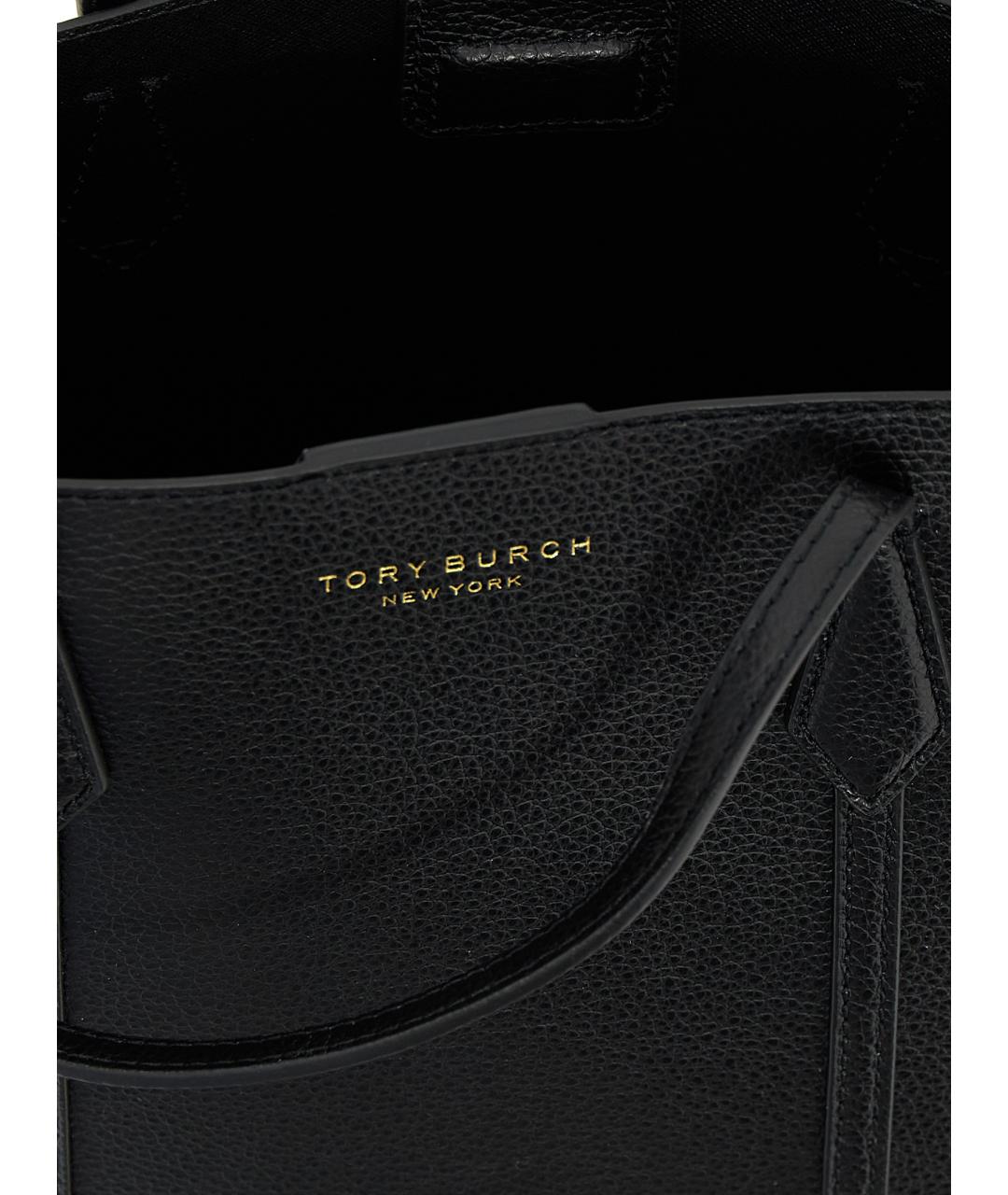 TORY BURCH Черная кожаная сумка тоут, фото 4