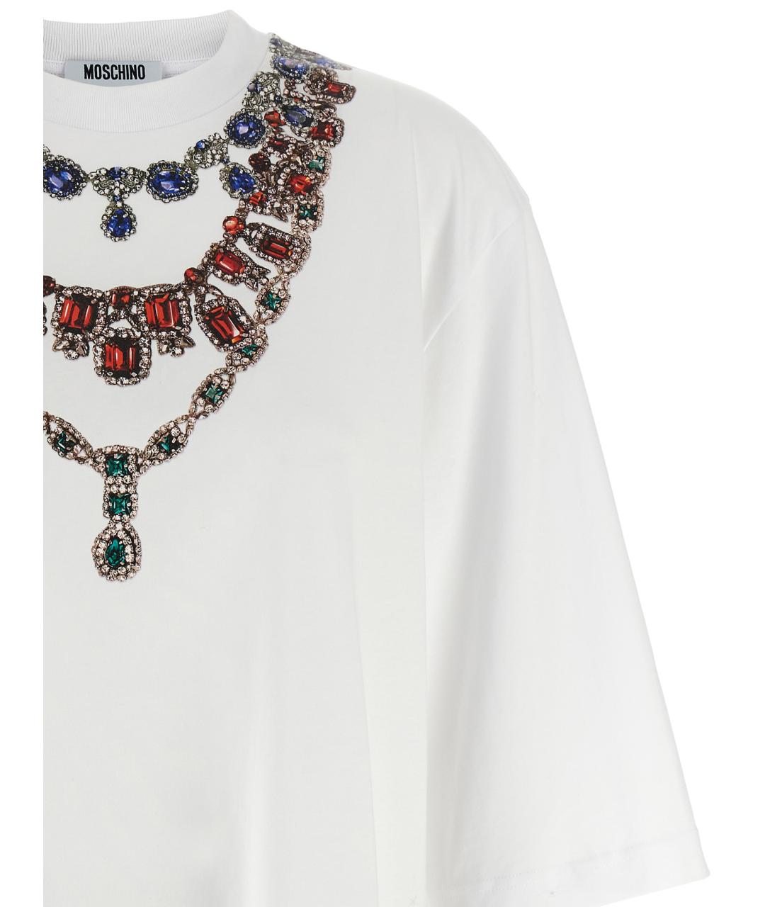 MOSCHINO Белая хлопковая футболка, фото 3