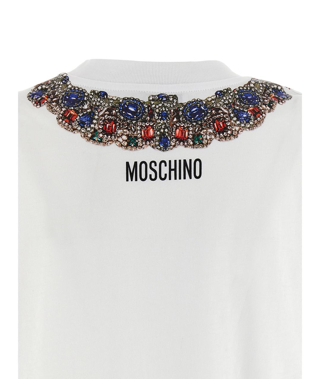 MOSCHINO Белая хлопковая футболка, фото 4