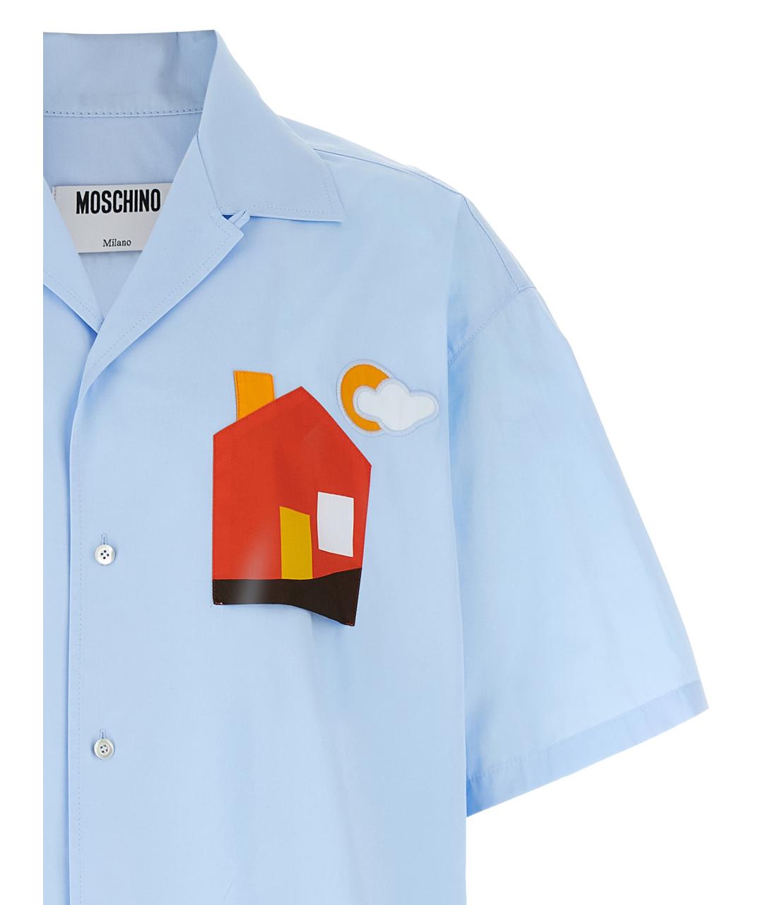 MOSCHINO Голубая хлопковая кэжуал рубашка, фото 3