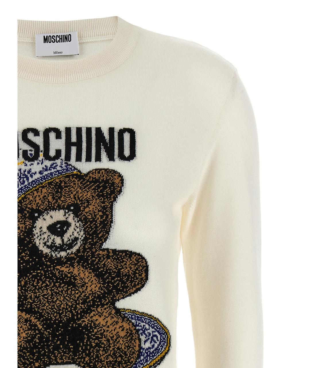 MOSCHINO Белый шерстяной джемпер / свитер, фото 3