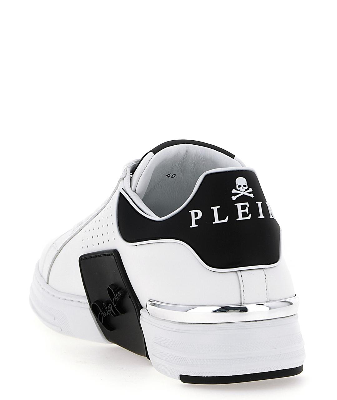 PHILIPP PLEIN Белые кожаные низкие кроссовки / кеды, фото 3