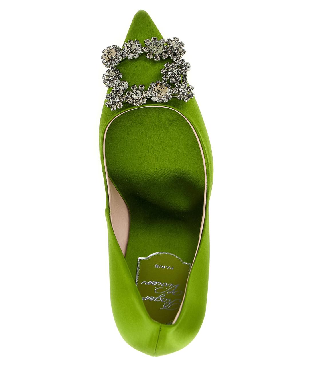 ROGER VIVIER Зеленые текстильные туфли, фото 4