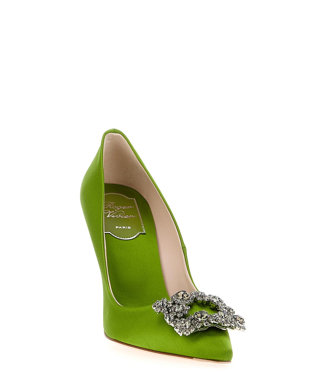 ROGER VIVIER Зеленые текстильные туфли, фото 2