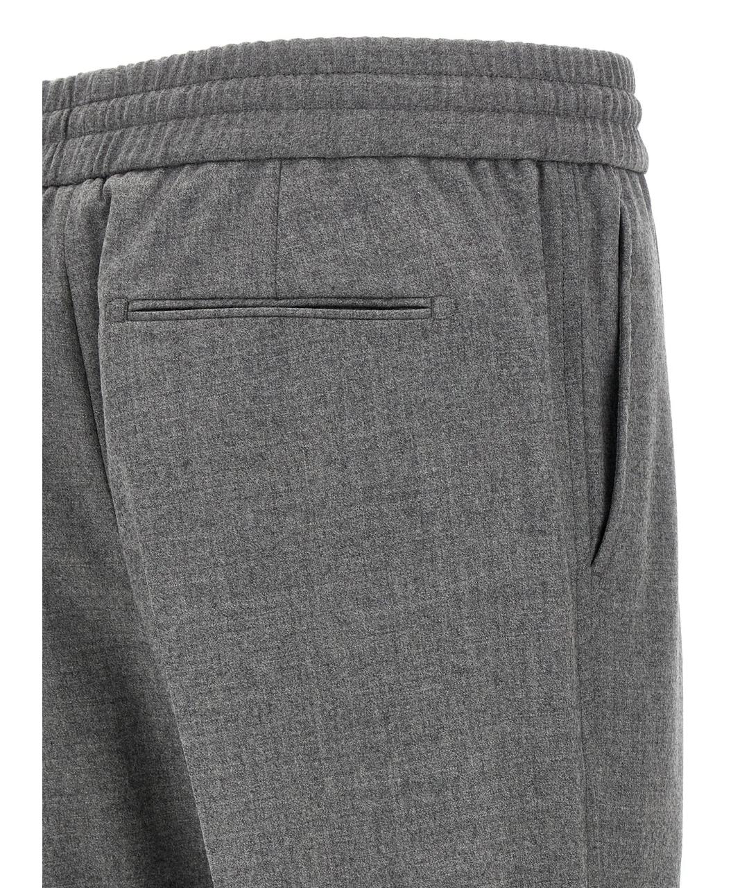 BRIONI Серые шерстяные повседневные брюки, фото 4
