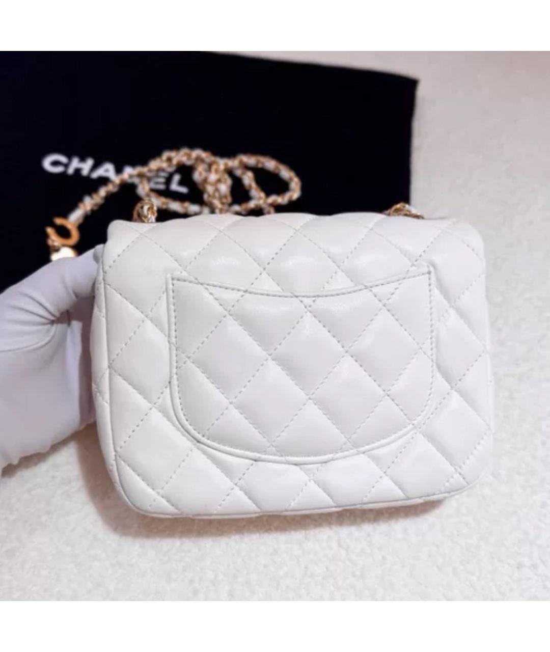 CHANEL Белая кожаная сумка через плечо, фото 3