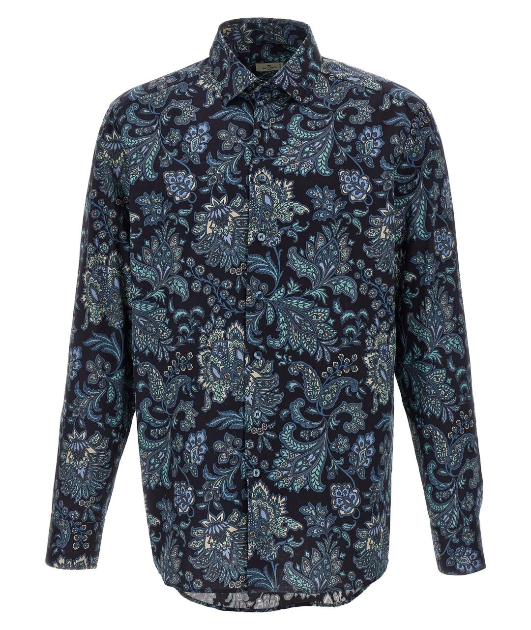 ETRO Синяя хлопковая кэжуал рубашка, фото 1