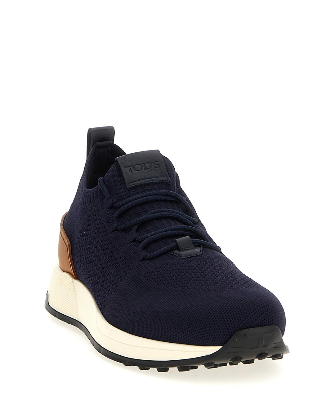 TOD'S Синие текстильные низкие кроссовки / кеды, фото 2