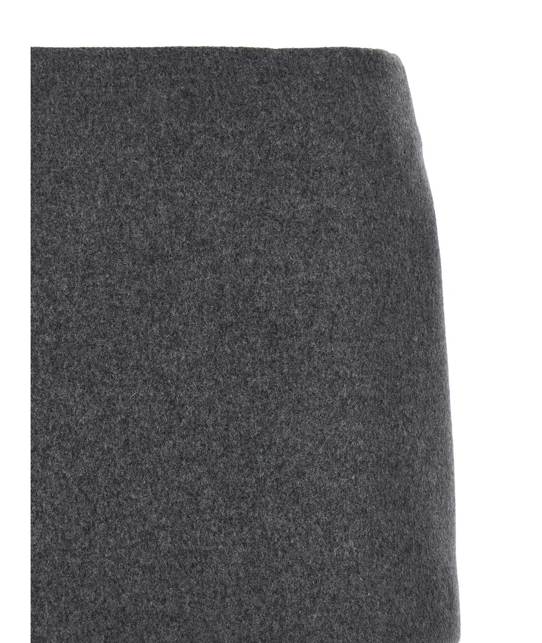 SPORTMAX Серая шерстяная юбка мини, фото 3
