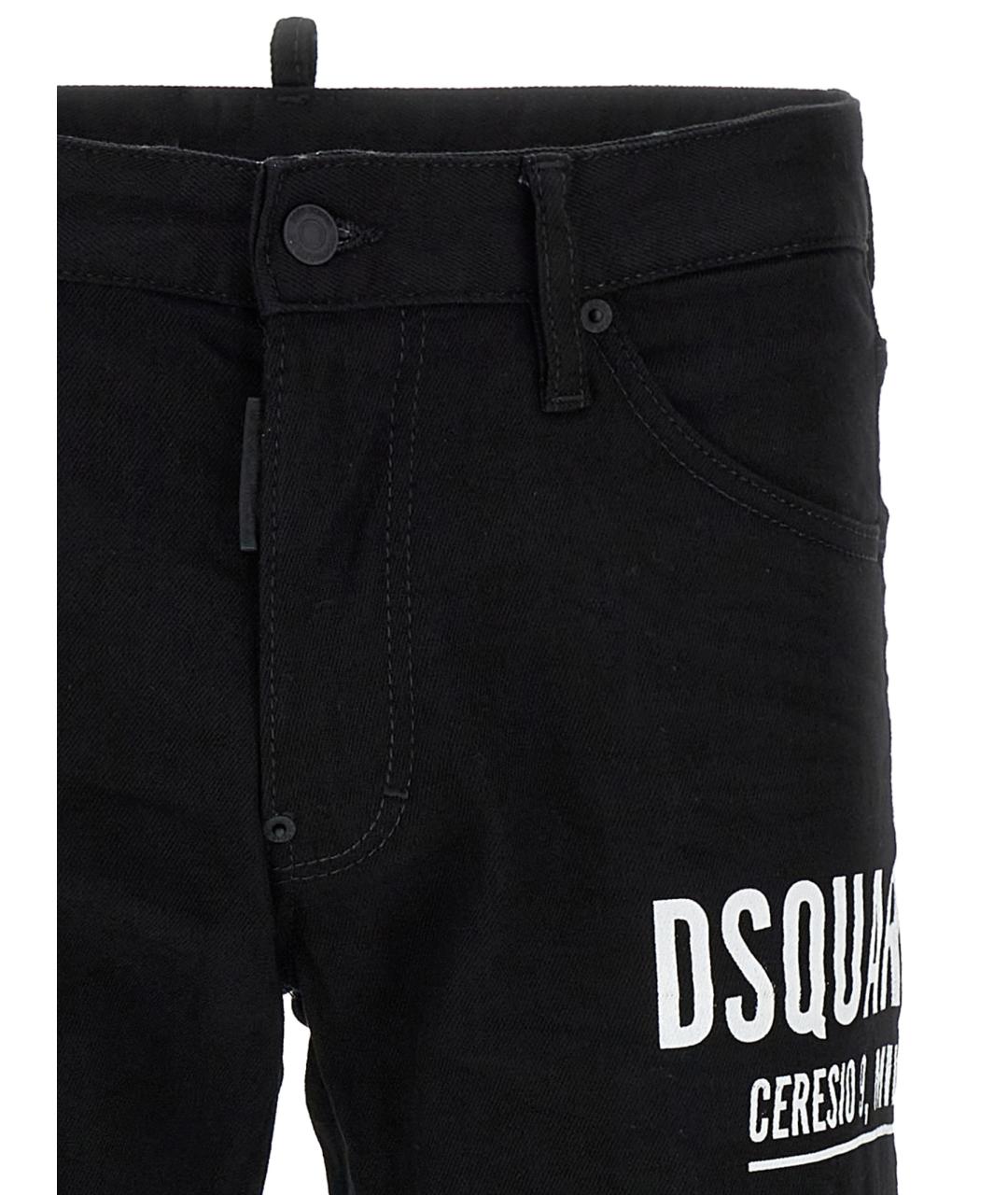 DSQUARED2 Черные хлопковые прямые джинсы, фото 3