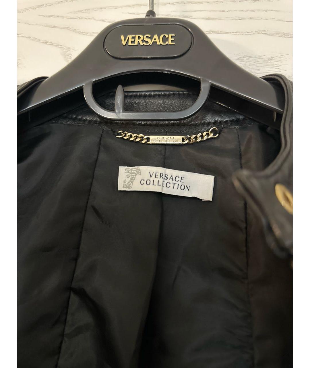 VERSACE COLLECTION Черная кожаная куртка, фото 7