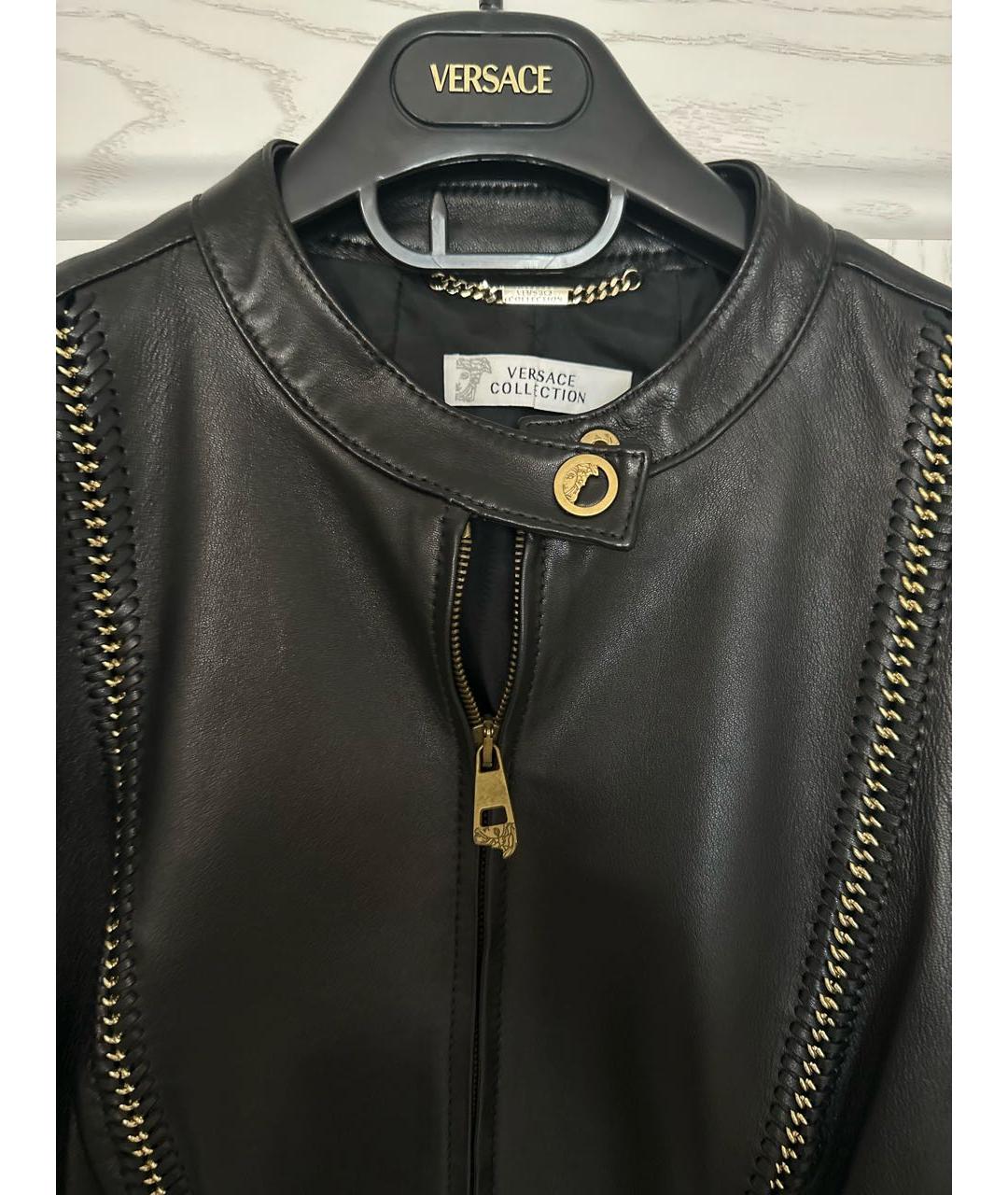VERSACE COLLECTION Черная кожаная куртка, фото 4