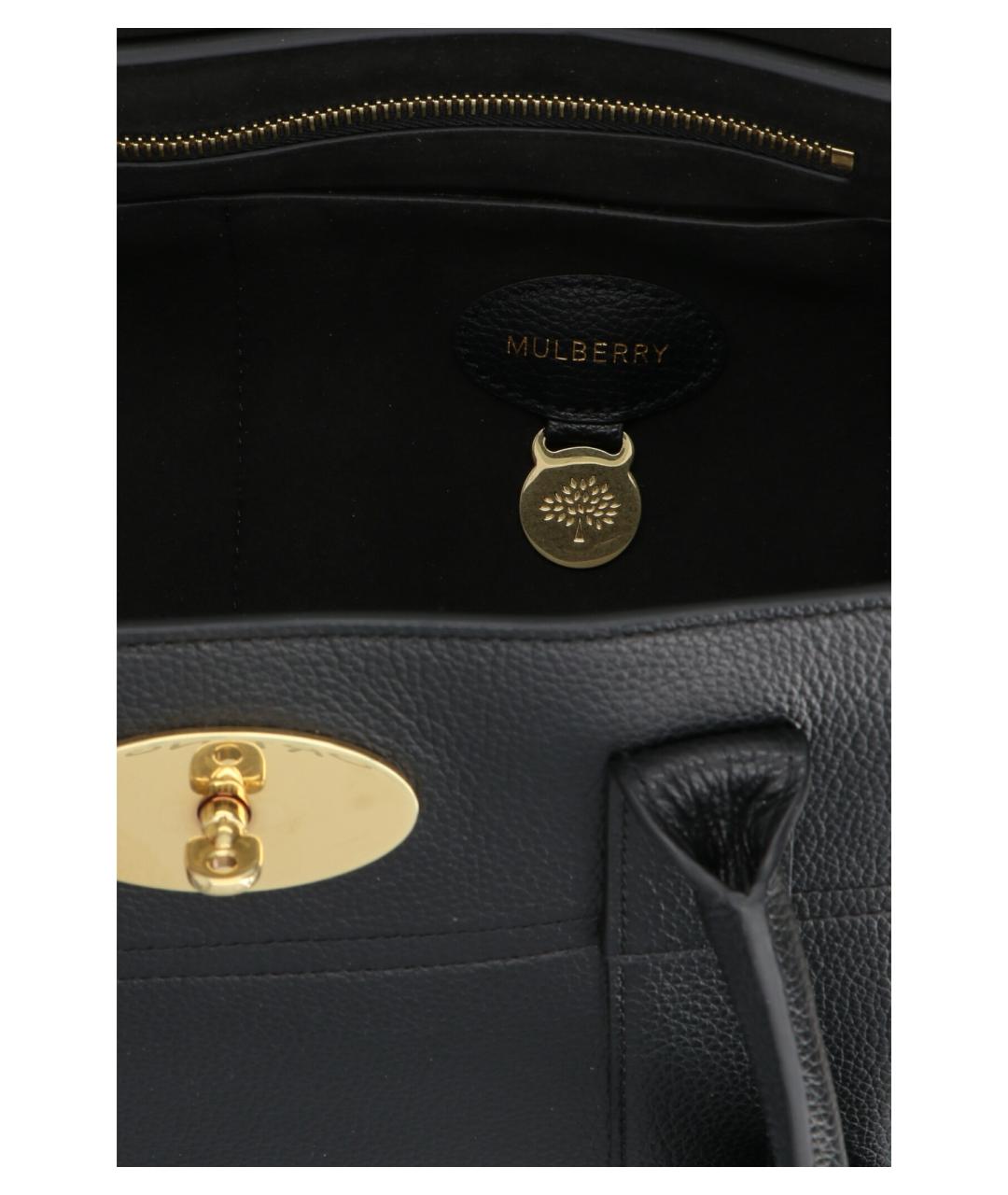 MULBERRY Черная кожаная сумка тоут, фото 4