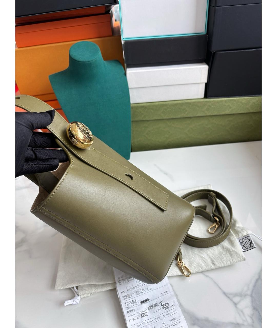 LOEWE Зеленая кожаная сумка тоут, фото 3