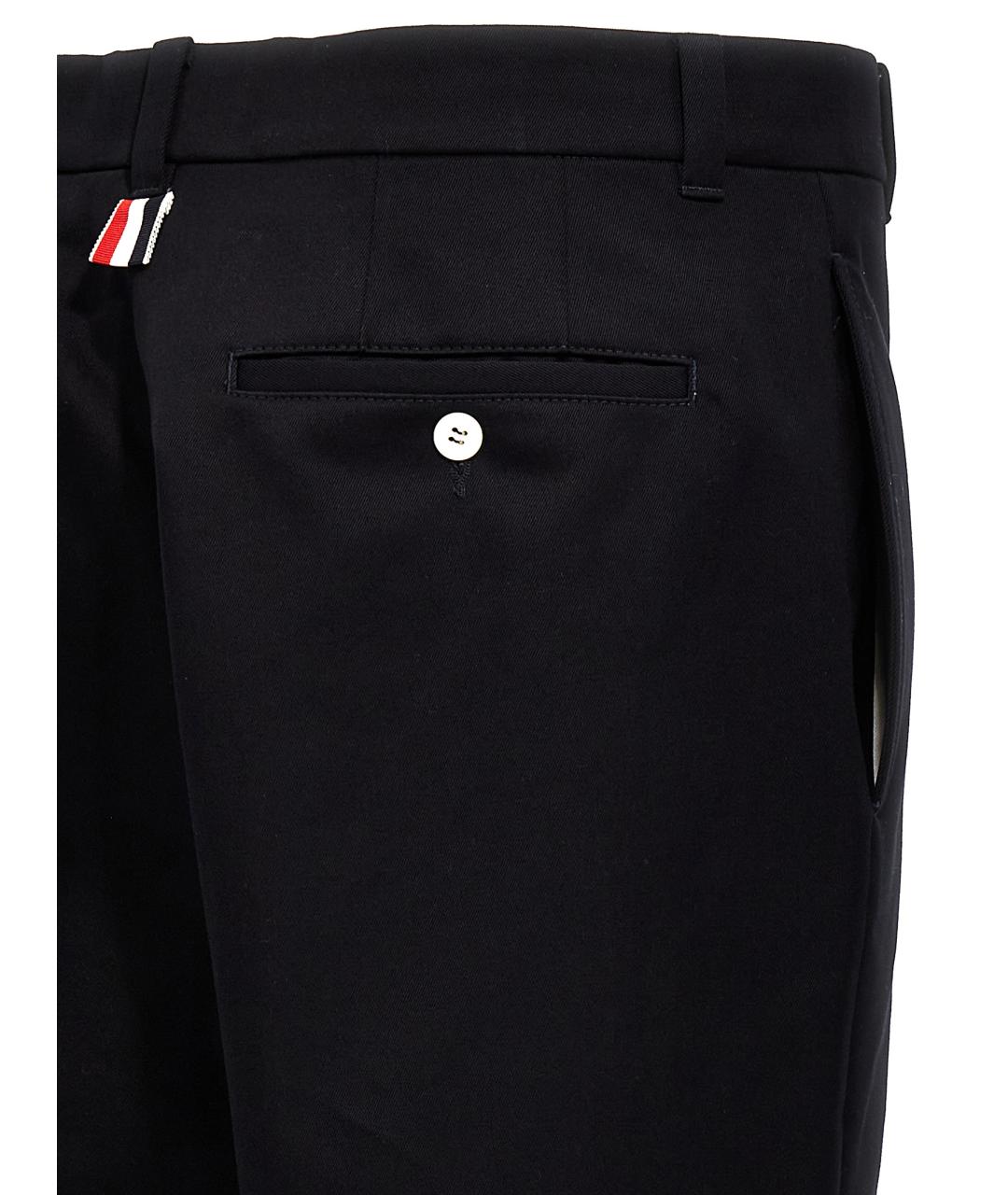 THOM BROWNE Темно-синие хлопковые повседневные брюки, фото 4