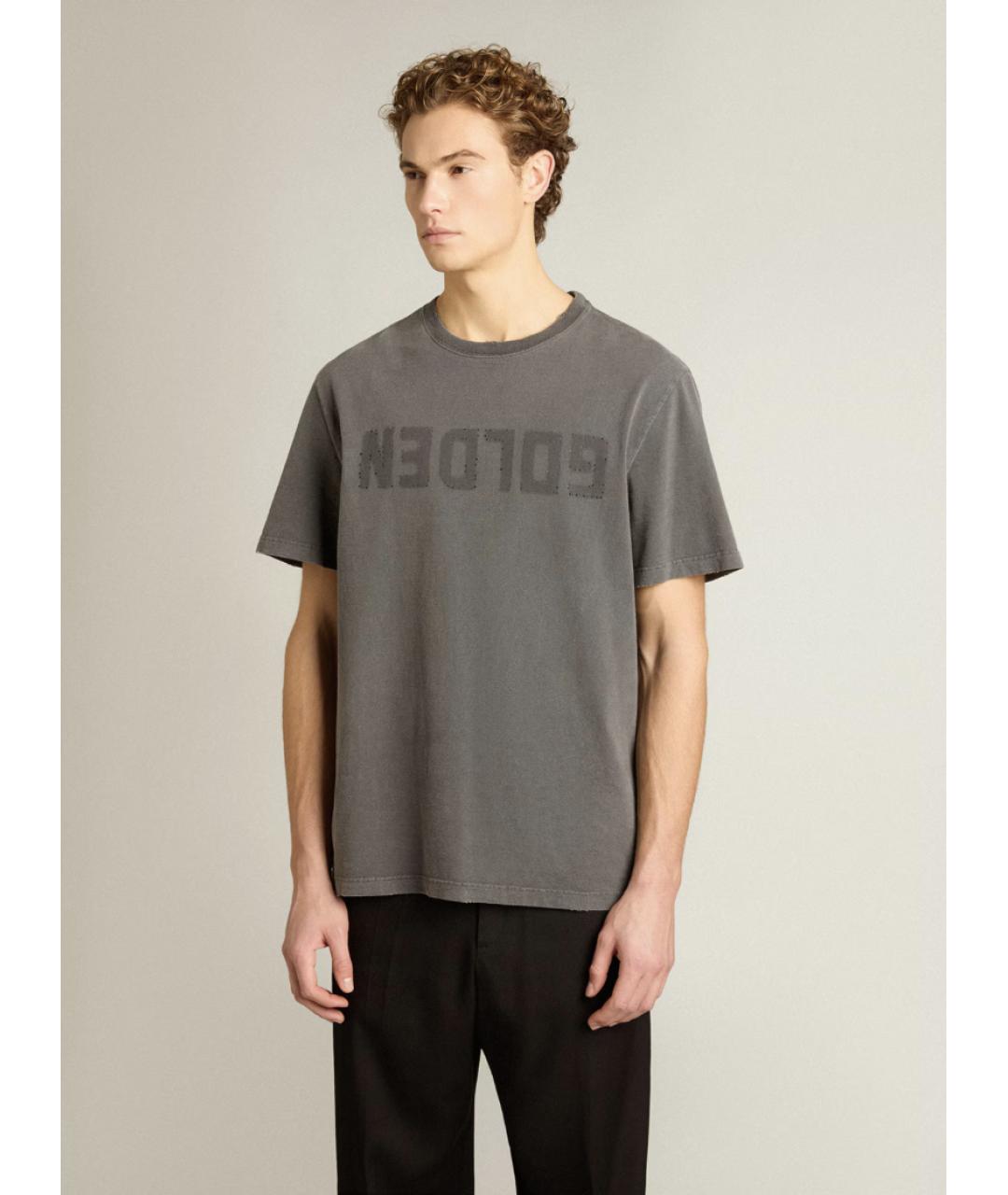 GOLDEN GOOSE DELUXE BRAND Серая хлопковая футболка, фото 2