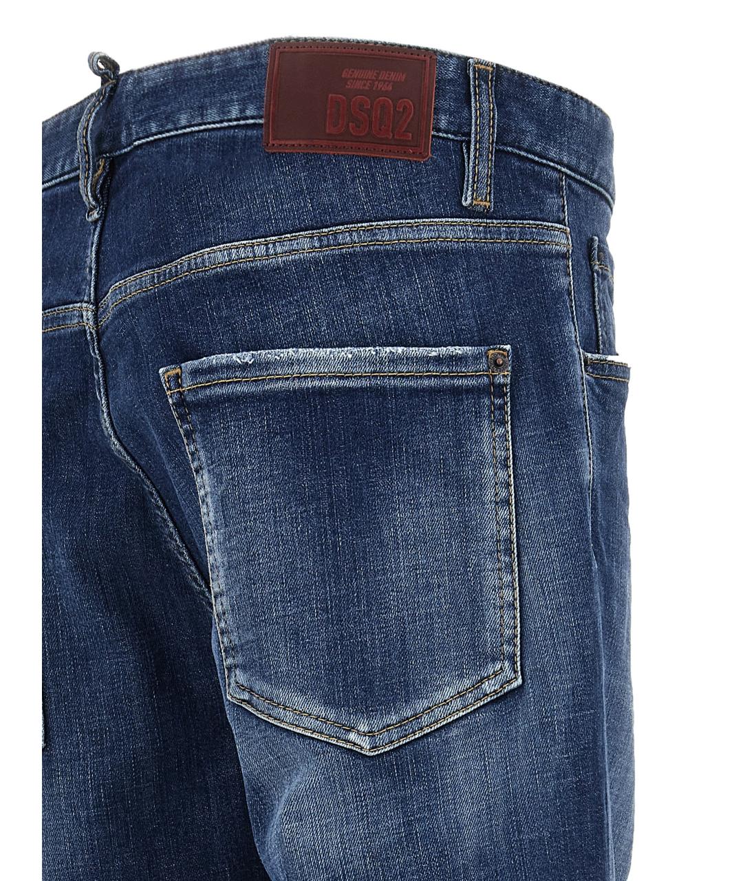 DSQUARED2 Синие хлопковые прямые джинсы, фото 4
