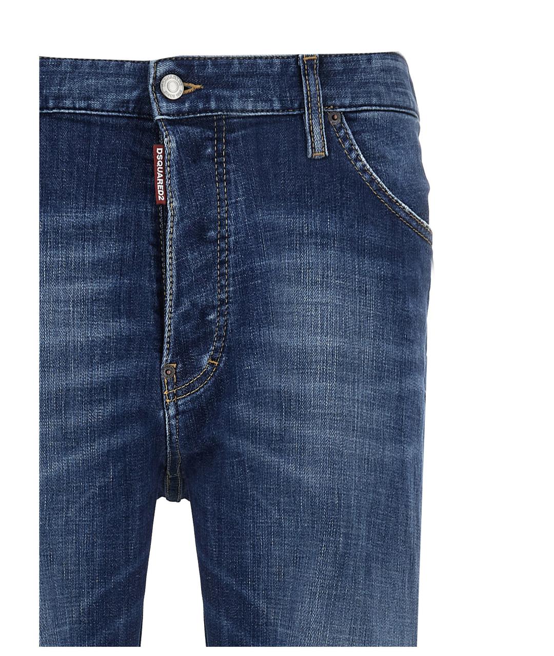 DSQUARED2 Синие хлопковые прямые джинсы, фото 3
