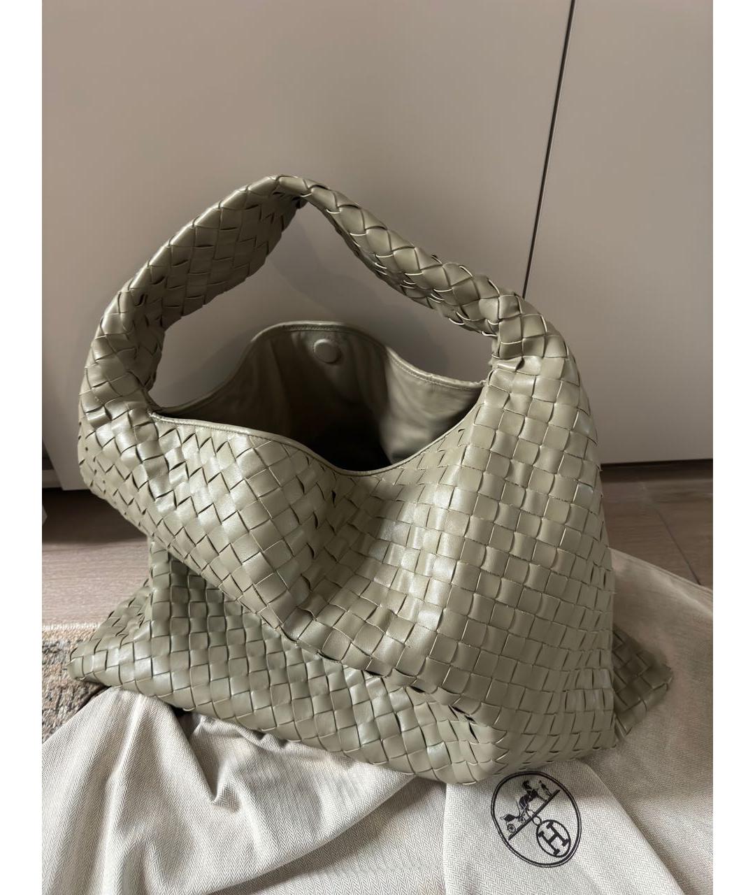 BOTTEGA VENETA Хаки кожаная сумка тоут, фото 4