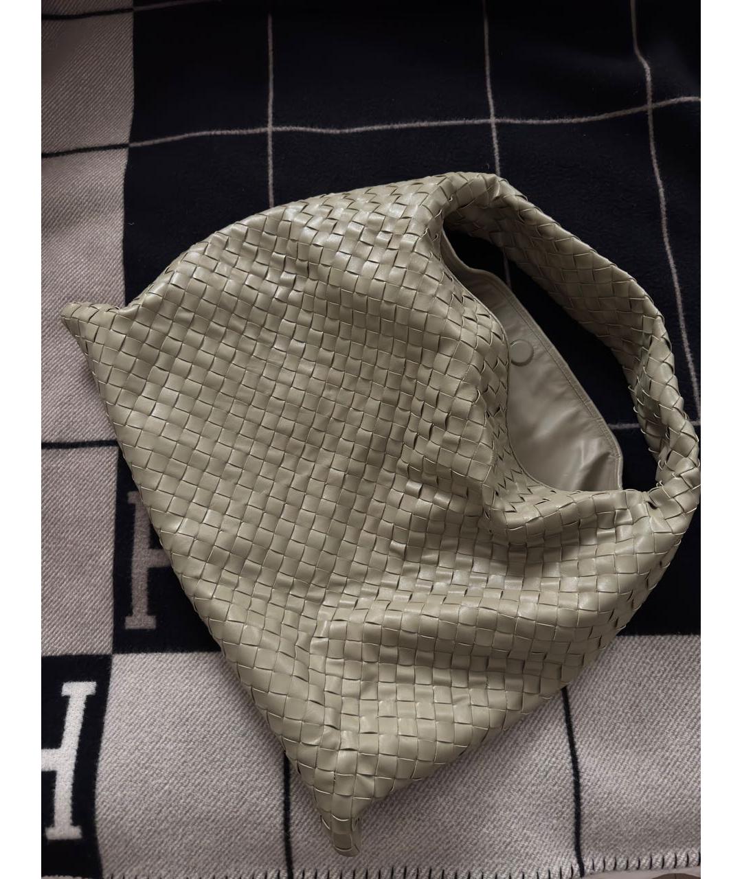 BOTTEGA VENETA Хаки кожаная сумка тоут, фото 8