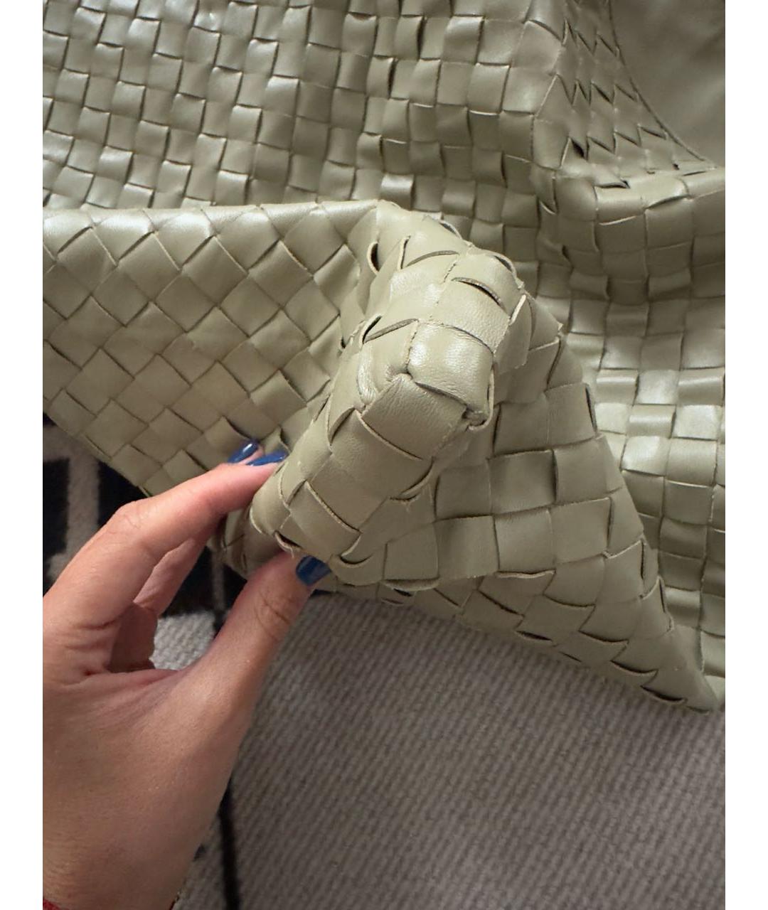 BOTTEGA VENETA Хаки кожаная сумка тоут, фото 3