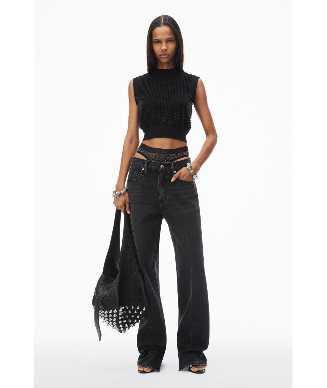 ALEXANDER WANG Черные хлопковые прямые джинсы, фото 5