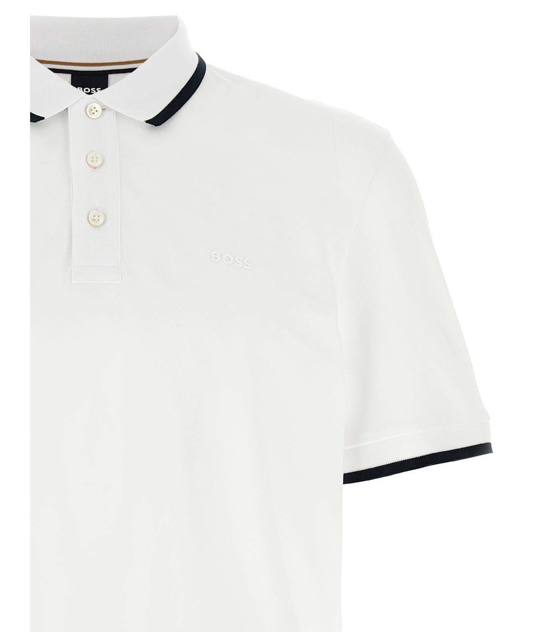 HUGO BOSS Белое хлопковое поло с коротким рукавом, фото 3