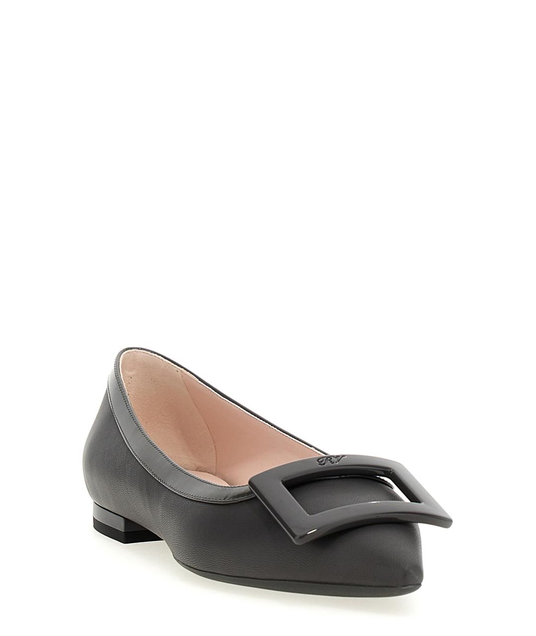 ROGER VIVIER Серые кожаные балетки, фото 2