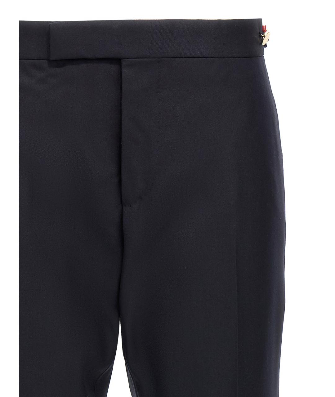 THOM BROWNE Темно-синие шерстяные классические брюки, фото 3