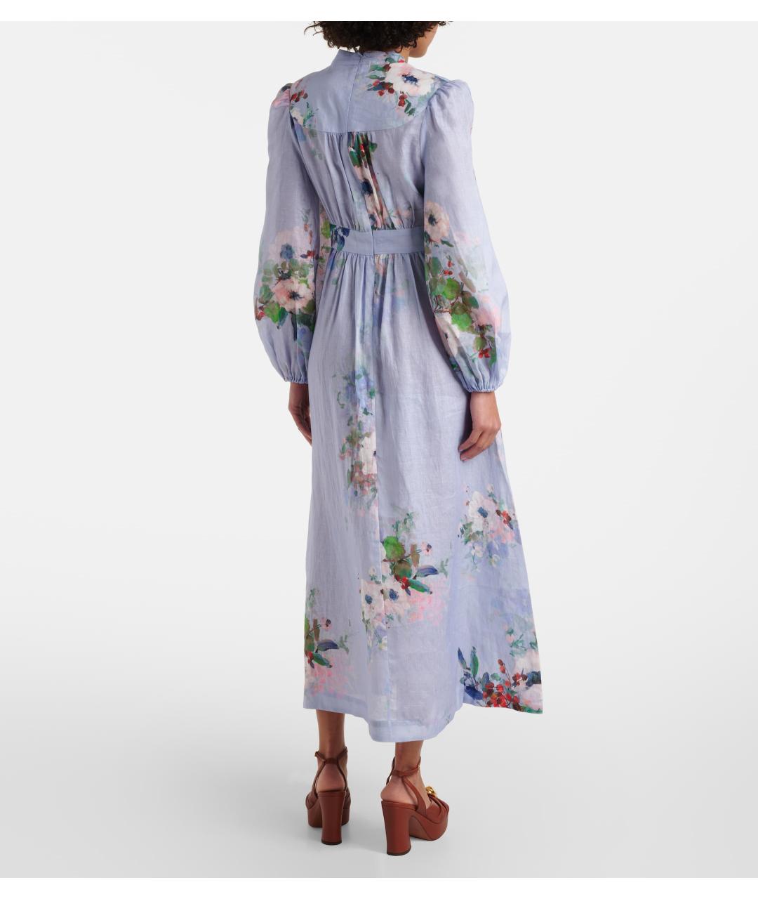 ZIMMERMANN Голубое льняное коктейльное платье, фото 8