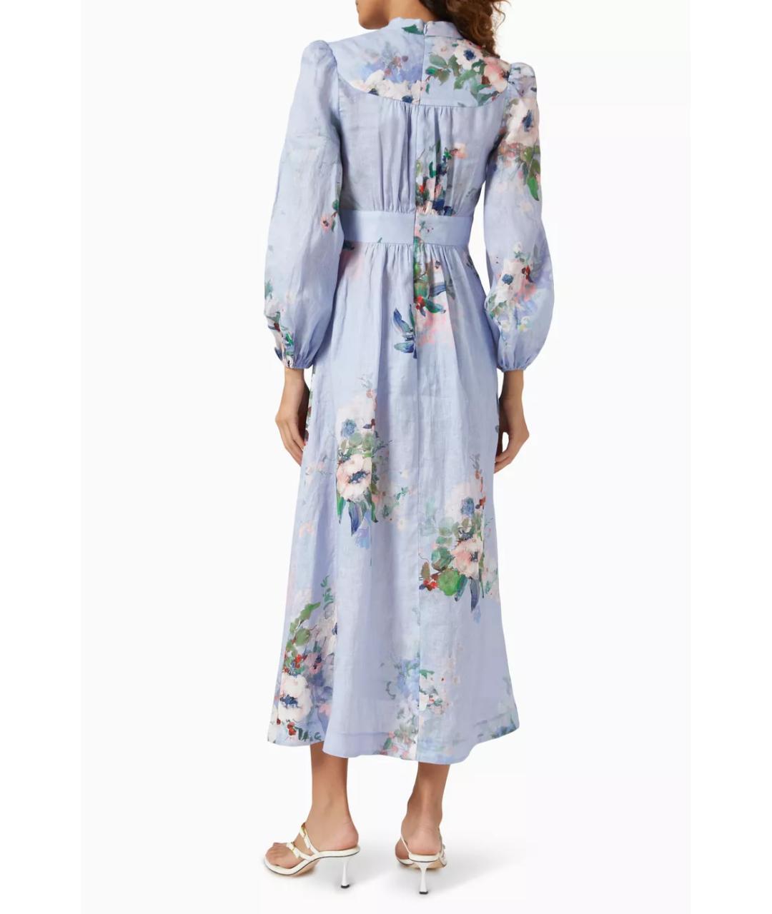 ZIMMERMANN Голубое льняное коктейльное платье, фото 6