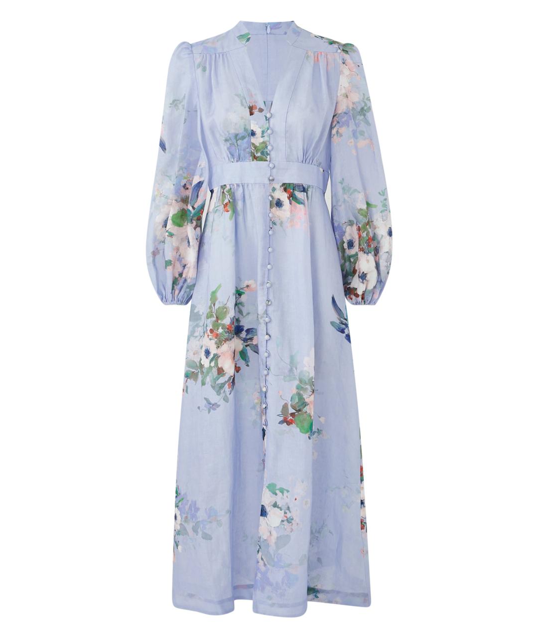 ZIMMERMANN Голубое льняное коктейльное платье, фото 1