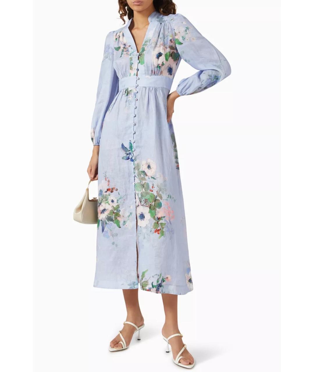 ZIMMERMANN Голубое льняное коктейльное платье, фото 5