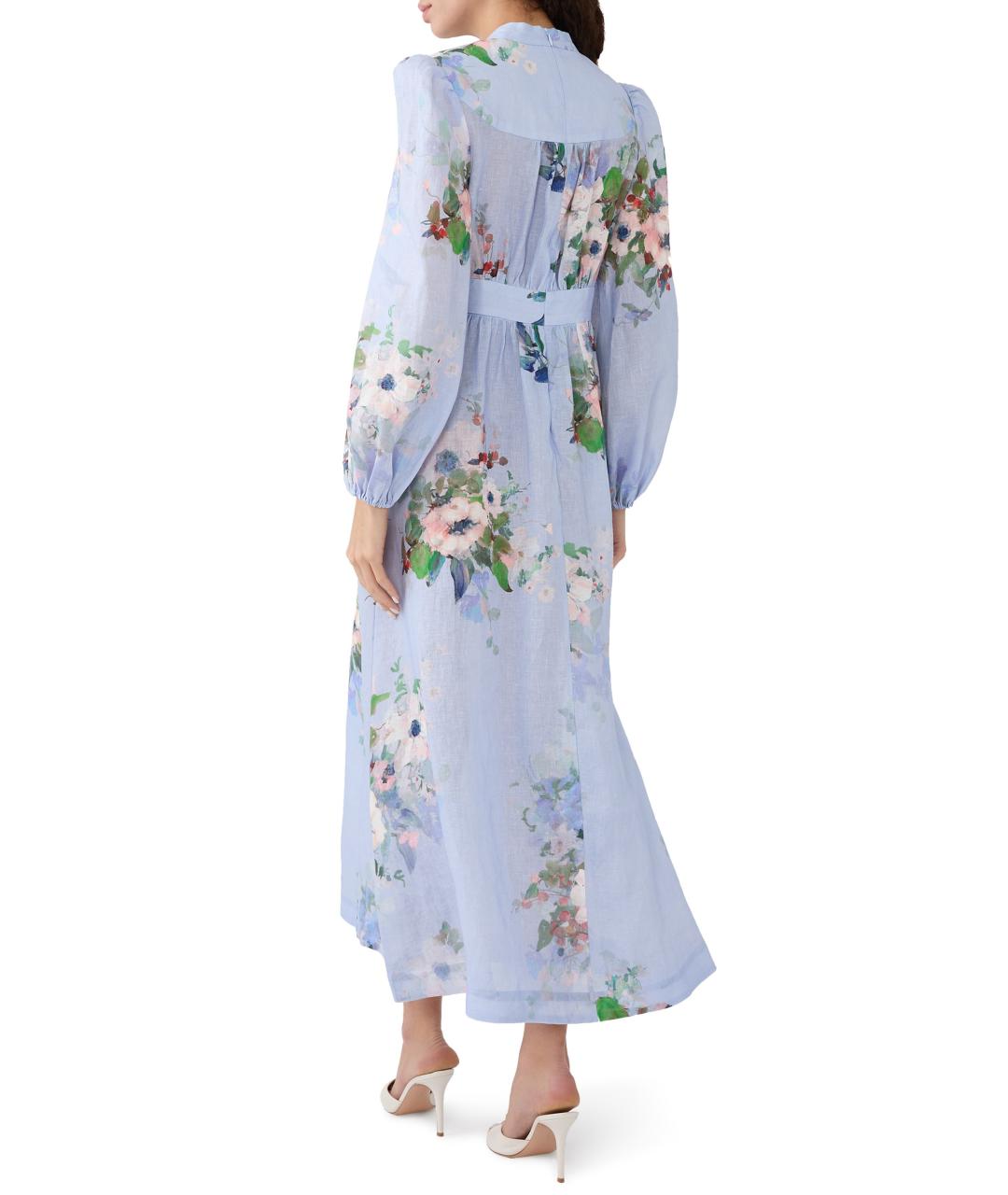 ZIMMERMANN Голубое льняное коктейльное платье, фото 4